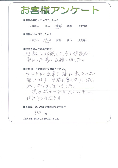 工事の感想を聞かせてください。