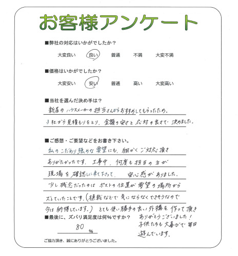 工事の感想を聞かせてください。