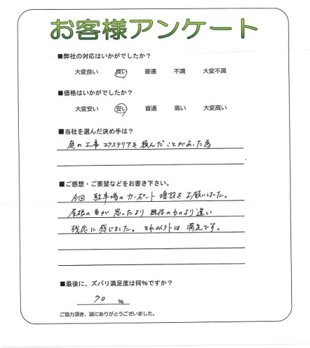 工事の感想を聞かせてください。