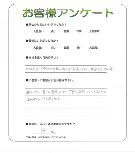 工事の感想を聞かせてください。