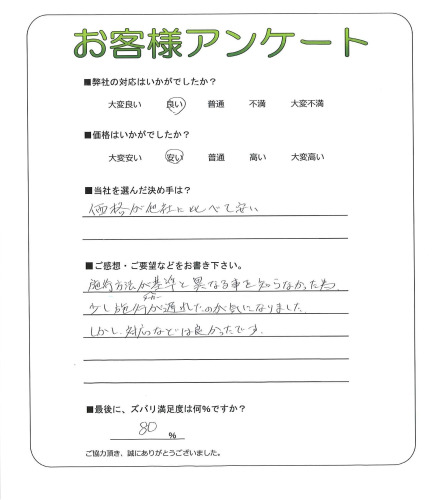 工事の感想を聞かせてください。