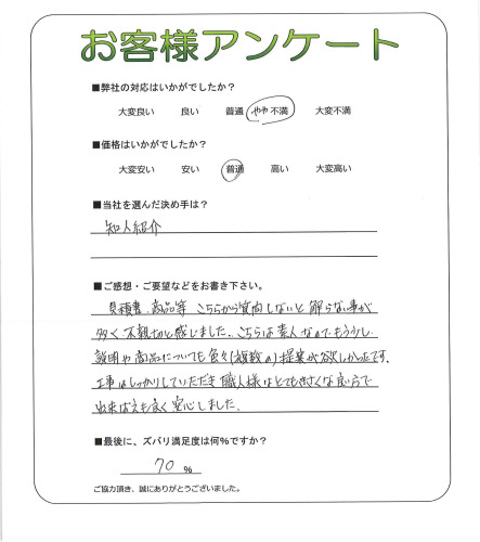 工事の感想を聞かせてください。