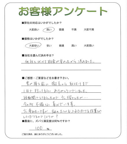 工事の感想を聞かせてください。