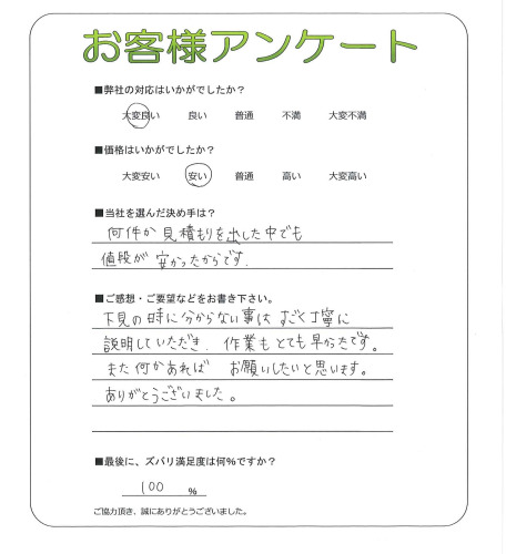 工事の感想を聞かせてください。