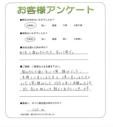 工事の感想を聞かせてください。