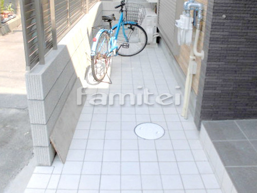 自転車置場 床タイル貼り 支給品