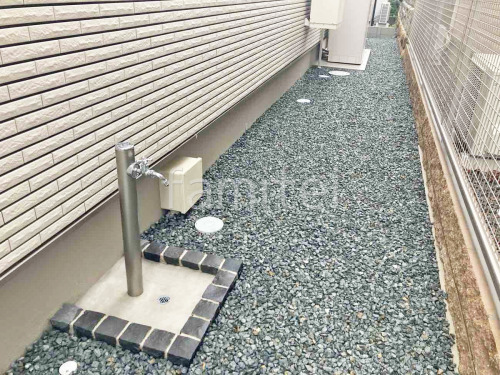 犬走り 防犯砂利敷き バラス砕石 防草シート加工