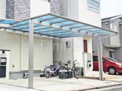 カーポート YKKエフルージュFIRST横2台・サイクルポート
