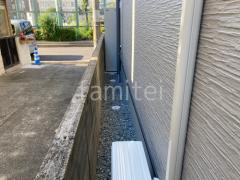 犬走り 防犯砂利敷き バラス砕石 防草シート加工
